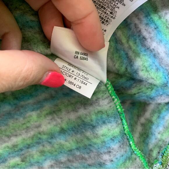 Spyder Striped Knit Fleece Green/Blue/Gray 1/4 Quarter-zip Jacket - Picture 4 of 7